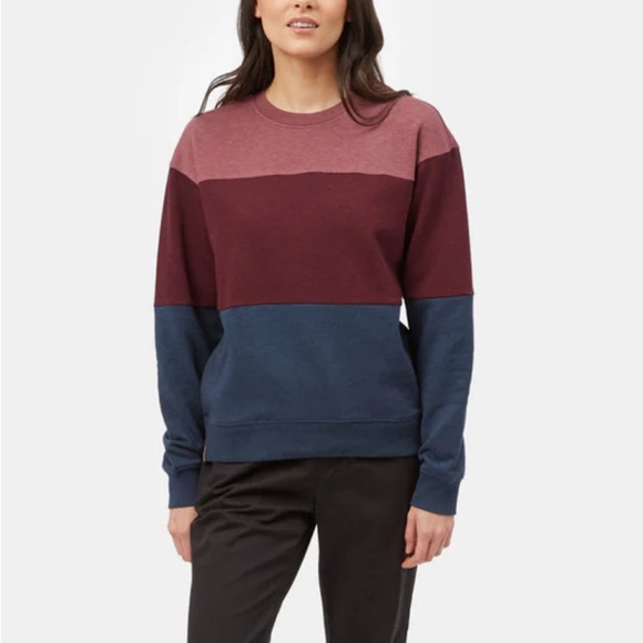 tentree Colorblock Crewneck Sweater - Purple and Blue - Picture 1 of 10